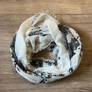 White Floral infinity scarf